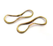 2 Crushed Ring Connector Antique Bronze Connector Antique Bronze Plated Metal  (62x17mm) G10557