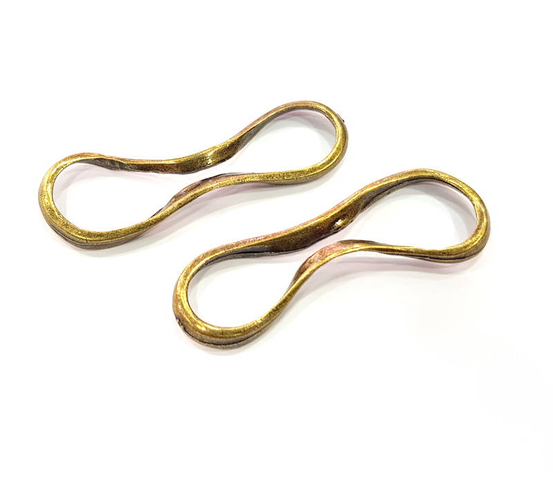 2 Crushed Ring Connector Antique Bronze Connector Antique Bronze Plated Metal  (62x17mm) G10557