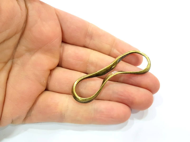 2 Crushed Ring Connector Antique Bronze Connector Antique Bronze Plated Metal  (62x17mm) G10557