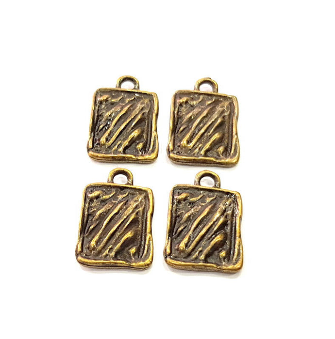 8 Square Charm Antique Bronze Charm Antique Bronze Plated Metal Charms (21x14mm) G10559