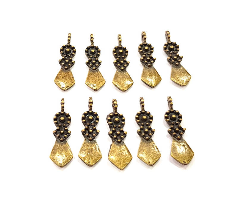 20 Antique Bronze Charm Antique Bronze Plated Metal Charms (25x7mm) G10560