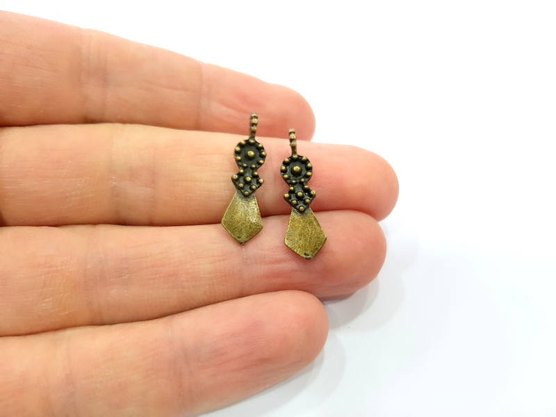 20 Antique Bronze Charm Antique Bronze Plated Metal Charms (25x7mm) G10560