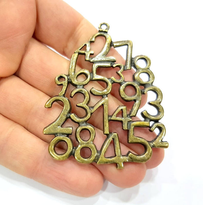 Large Number Pendant Antique Bronze Pendant Antique Bronze Plated Metal Pendant (71x51mm) G15628