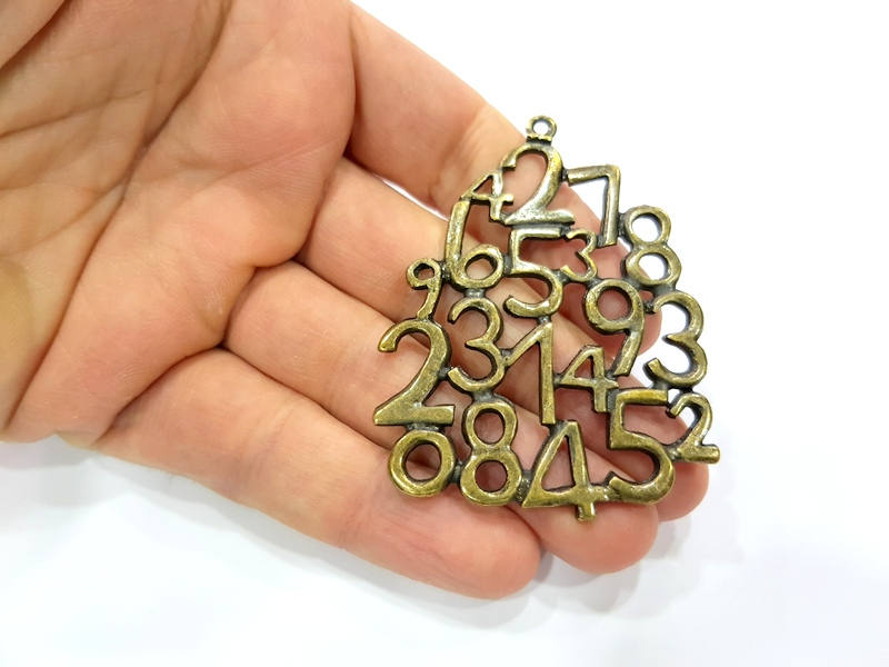 Large Number Pendant Antique Bronze Pendant Antique Bronze Plated Metal Pendant (71x51mm) G15628