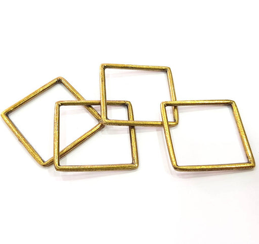 4 Square Connector Antique Bronze Connector Antique Bronze Plated Metal  (31mm) G10567