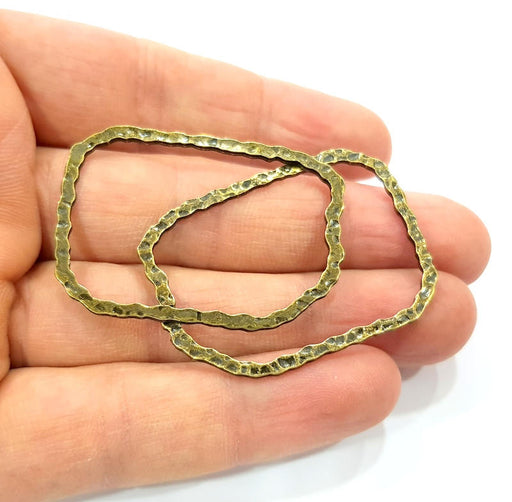 4 Hammered Square Frame Connector Antique Bronze Connector Antique Bronze Plated Metal  (45x32mm) G10568