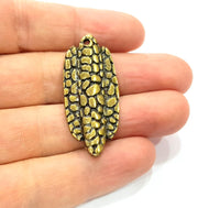 2 Mottled Charm Antique Bronze Charm Antique Bronze Plated Metal (45x19mm) G10570
