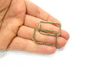 4 Hammered Square Frame Connector Antique Bronze Connector Antique Bronze Plated Metal  (35x23mm) G10573