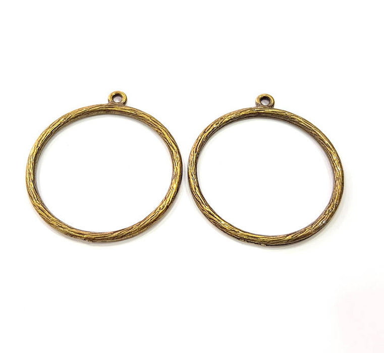 6 Ring Circle Charm Antique Bronze Charm Antique Bronze Plated Metal Charms (36mm) G11216