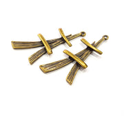 2 Antique Bronze Charm Antique Bronze Plated Metal  (51x22mm) G10584