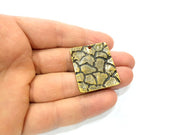 2 Square Charm Antique Bronze Charm Antique Bronze Plated Metal Charms (36x30mm) G10588