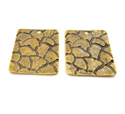 2 Square Charm Antique Bronze Charm Antique Bronze Plated Metal Charms (36x30mm) G10588