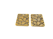 2 Square Charm Antique Bronze Charm Antique Bronze Plated Metal Charms (36x30mm) G10588