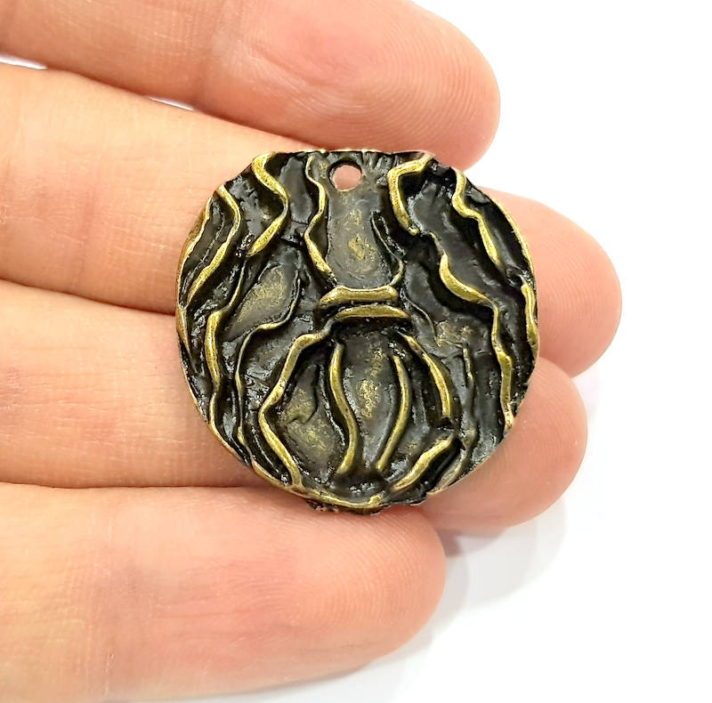 2 Wavy Round Charm Antique Bronze Charm Antique Bronze Plated Metal Charms (30mm) G10592