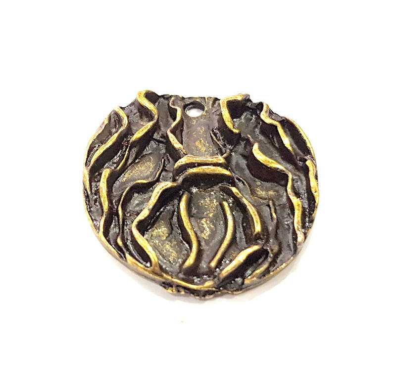 2 Wavy Round Charm Antique Bronze Charm Antique Bronze Plated Metal Charms (30mm) G10592