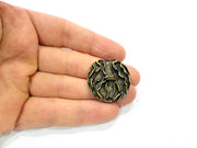 2 Wavy Round Charm Antique Bronze Charm Antique Bronze Plated Metal Charms (30mm) G10592