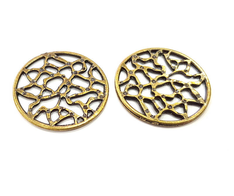 2 Antique Bronze Charm Antique Bronze Plated Metal  (29mm) G10596