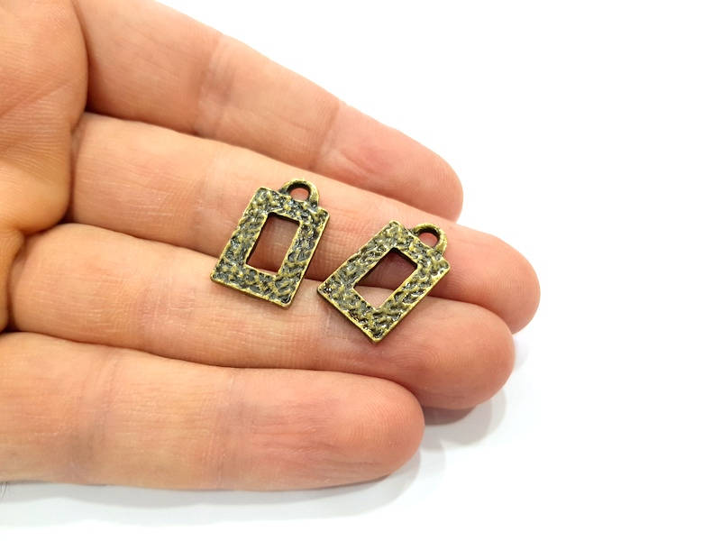 6 Square Frame Charm Antique Bronze Charm Antique Bronze Plated Metal Charms (20x12mm) G10597