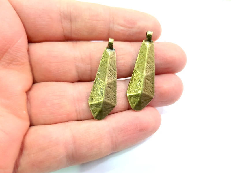 4 Antique Bronze Charm Antique Bronze Plated Metal  (38x13mm) G10601
