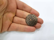 2 Wavy Round Charm Antique Copper Charm Antique Copper Plated Metal (31mm) G10606