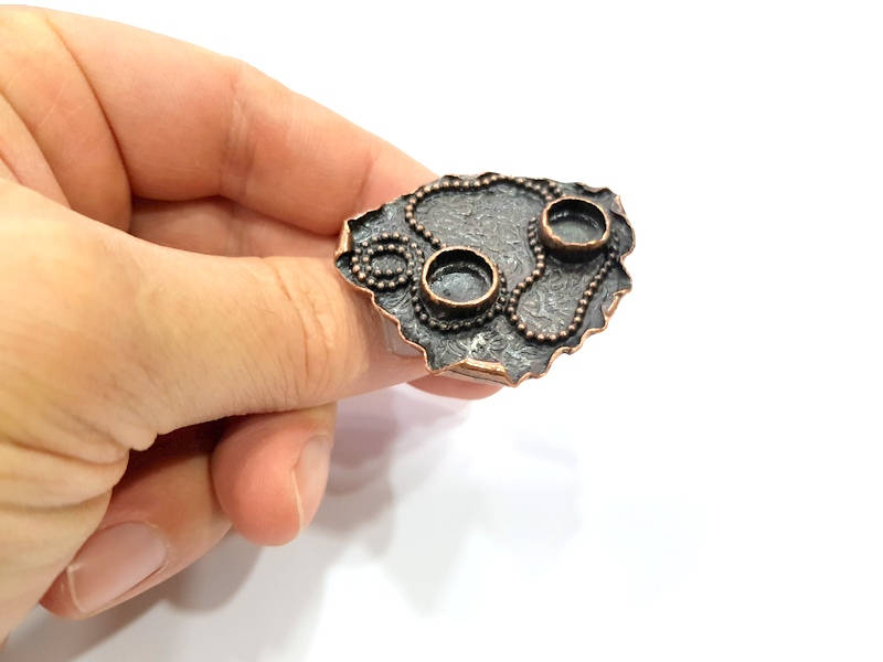 Copper Ring Settings inlay Ring Blank Mosaic Ring Bezel Base Cabochon Mountings (10mm blank) Antique Copper Plated Brass G10608