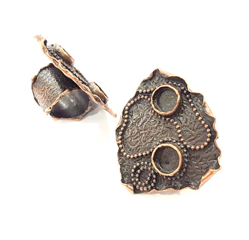 Copper Ring Settings inlay Ring Blank Mosaic Ring Bezel Base Cabochon Mountings (10mm blank) Antique Copper Plated Brass G10608
