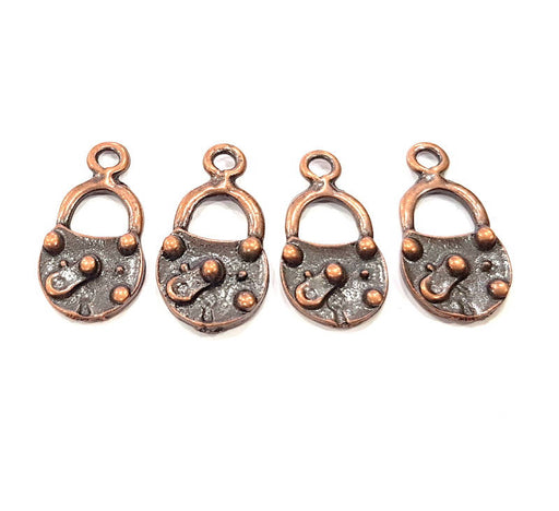 4 Lock Charm Antique Copper Charm Antique Copper Plated Metal (28x14mm) G10614