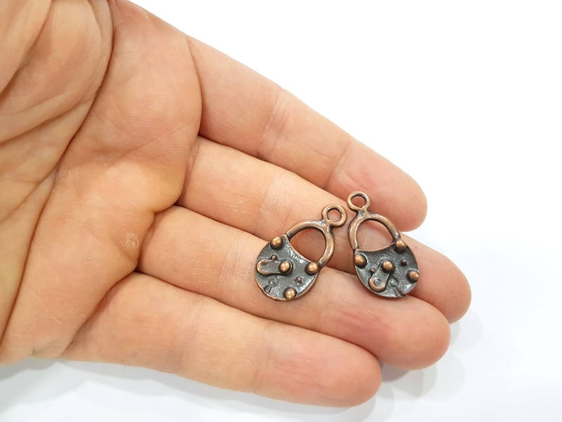 4 Lock Charm Antique Copper Charm Antique Copper Plated Metal (28x14mm) G10614