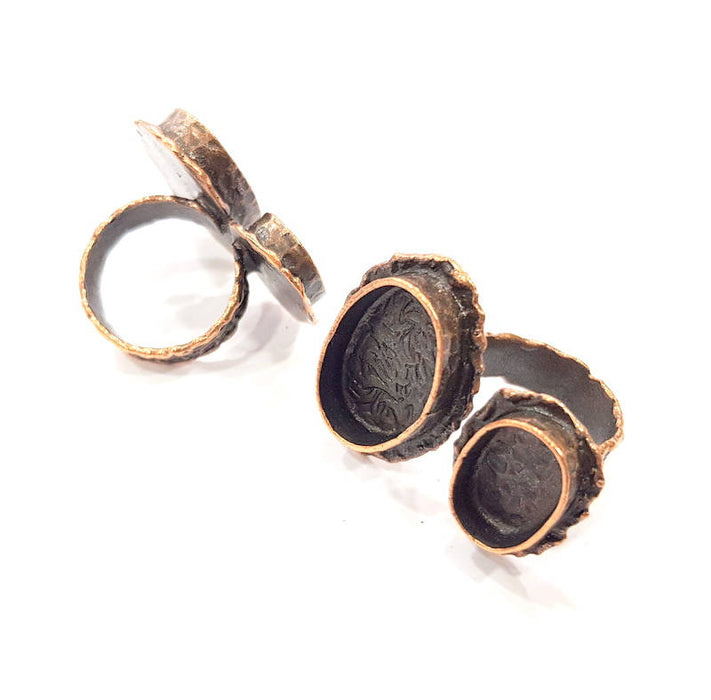 Copper Ring Settings inlay Ring Blank Mosaic Ring Bezel Base Cabochon Mountings (19x13mm,14x10mm blank) Antique Copper Plated Brass G10619