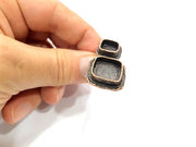 Copper Ring Settings inlay Ring Blank Mosaic Ring Bezel Base Cabochon Mountings (15x15mm,10x10mm blank) Antique Copper Plated Brass G10623