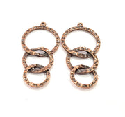 2 Ringed Pendant Antique Copper Pendant Antique Copper Plated Metal (52x26mm) G10627