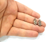 10 Owl Charm Antique Copper Charm Antique Copper Plated Metal (17x9mm) G10629
