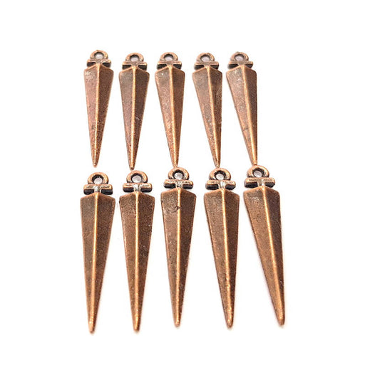 10 Spike Charm Antique Copper Charm Antique Copper Plated Metal (30x6mm) G10633