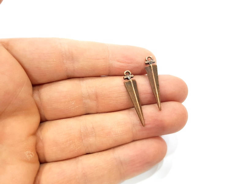 10 Spike Charm Antique Copper Charm Antique Copper Plated Metal (30x6mm) G10633