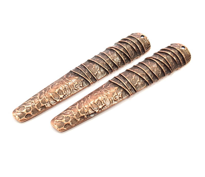 2 Copper Pendant Antique Copper Pendant Antique Copper Plated Metal (75x14mm) G11838