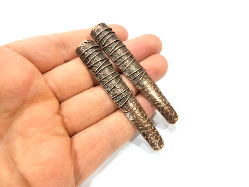 2 Copper Pendant Antique Copper Pendant Antique Copper Plated Metal (75x14mm) G11838