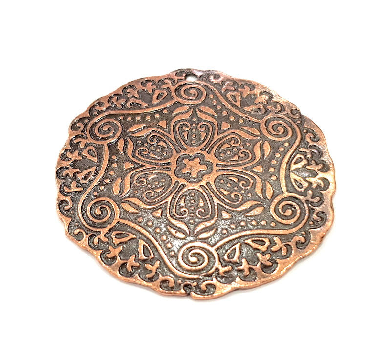 Tribal Pendant Ethnic Pendant Antique Copper Pendant Antique Copper Plated Metal (43mm) G10674
