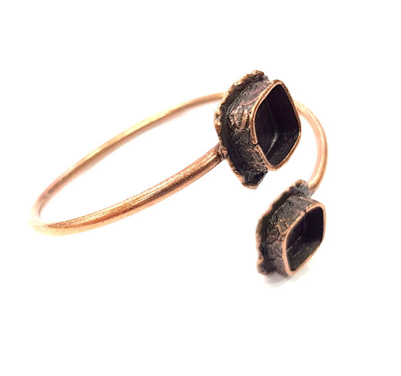 Copper Bracelet Blanks Bangle Blanks Cuff Blanks Adjustable Bracelet Blank Antique Copper Plated Brass (10x10mm and 10x10mm Blanks ) G10682