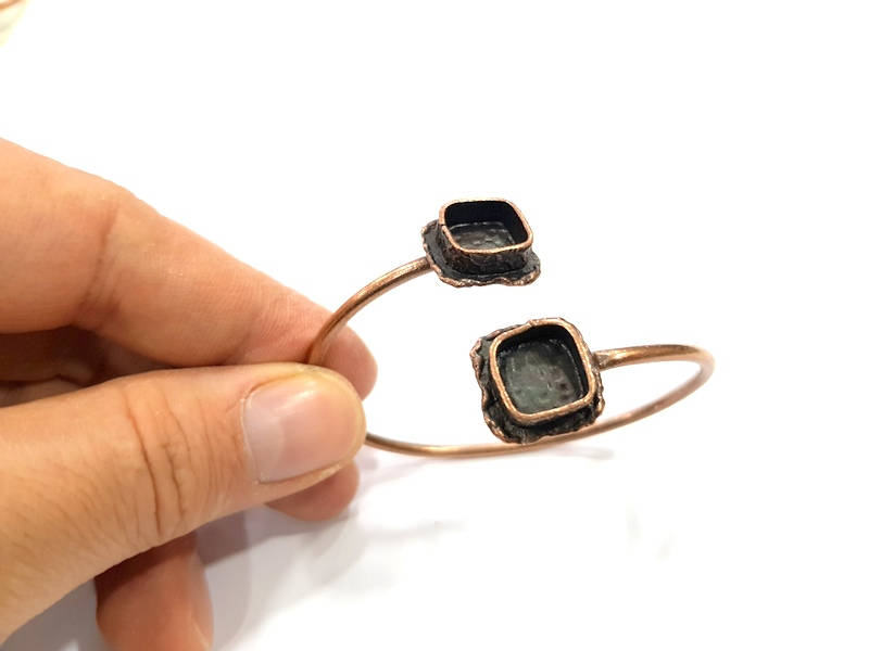 Copper Bracelet Blanks Bangle Blanks Cuff Blanks Adjustable Bracelet Blank Antique Copper Plated Brass (10x10mm and 10x10mm Blanks ) G10682