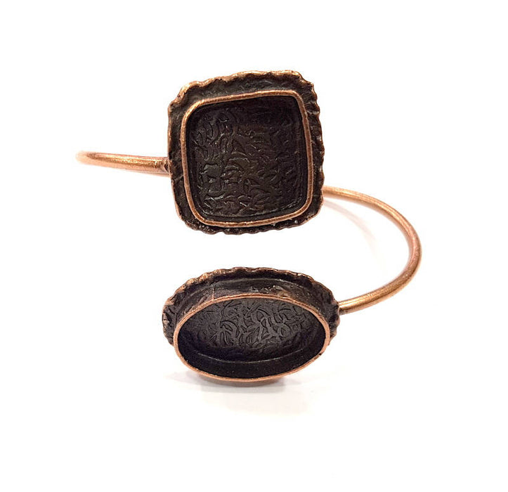 Copper Bracelet Blanks Bangle Blanks Cuff Blanks Adjustable Bracelet Blank Antique Copper Plated Brass (18x18mm and 24x17mm Blanks ) G10683