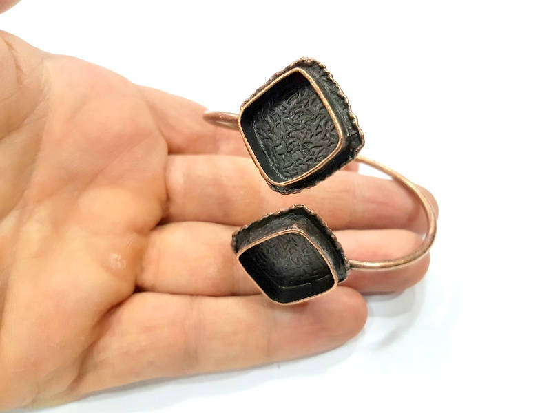Copper Bracelet Blanks Bangle Blanks Cuff Blanks Adjustable Bracelet Blank Antique Copper Plated Brass (18x18mm and 18x18mm Blanks ) G10690