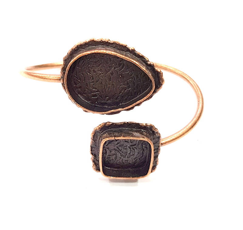 Copper Bracelet Blanks Bangle Blanks Cuff Blanks Adjustable Bracelet Blank Antique Copper Plated Brass (24x18mm and 14x14mm Blanks ) G10691