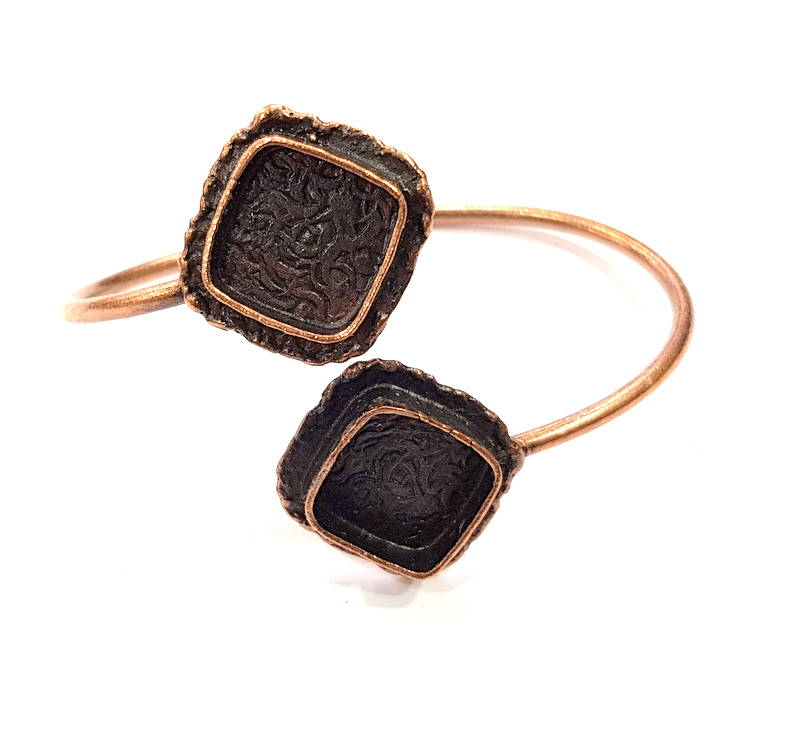Copper Bracelet Blanks Bangle Blanks Cuff Blanks Adjustable Bracelet Blank Antique Copper Plated Brass (14x14mm and 14x14mm Blanks ) G10694