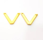 2 Victory Charm Gold Plated Metal Charms  (23x18mm)  G10718