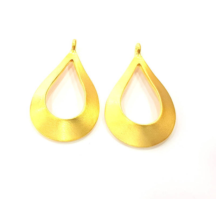 2 Drop Charm Gold Plated Metal Charms  (40x24mm)  G10719