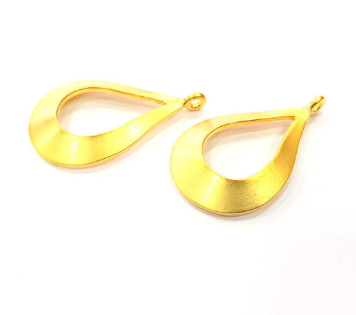 2 Drop Charm Gold Plated Metal Charms  (40x24mm)  G10719