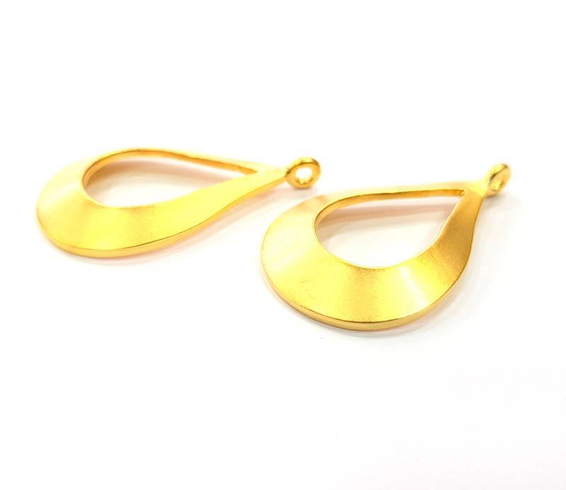 2 Drop Charm Gold Plated Metal Charms  (40x24mm)  G10719