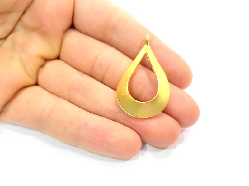 2 Drop Charm Gold Plated Metal Charms  (40x24mm)  G10719