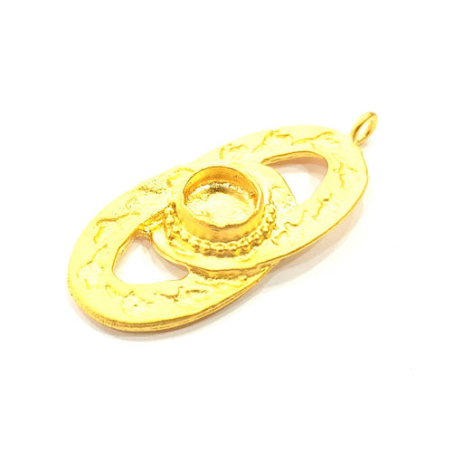 Gold Pendant Blank Mosaic Base inlay Blank Necklace Blank Resin Blank Mountings Gold Plated Brass ( 10mm blank ) G10726