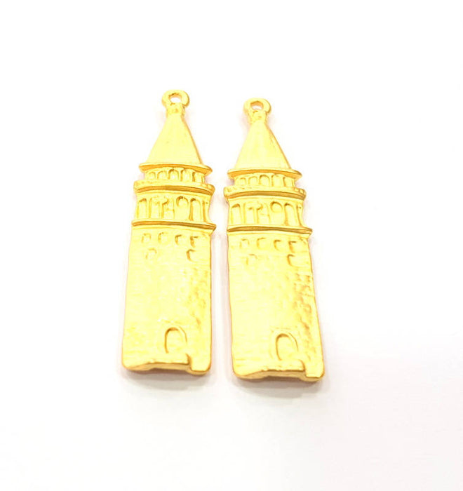 2 Galata Tower Charm Gold Charm Gold Plated Metal (51x11mm)  G10730